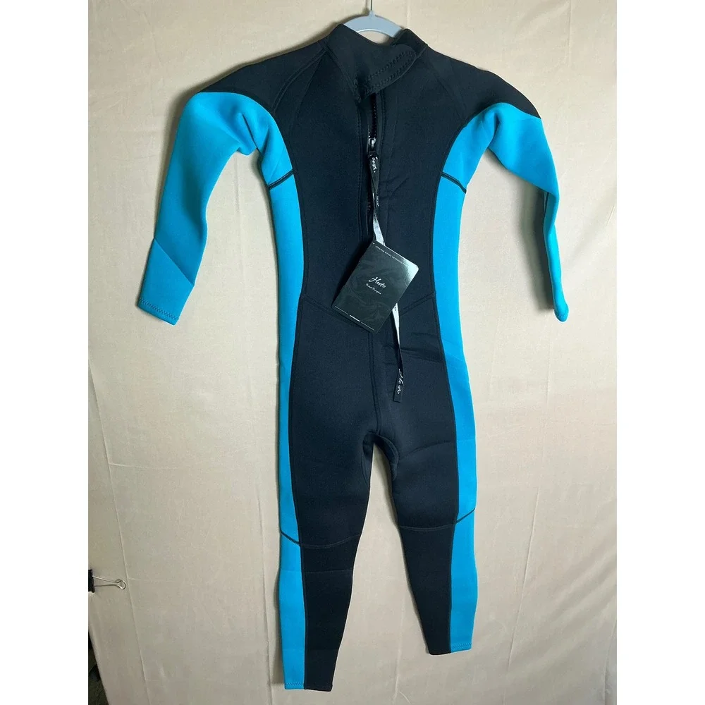 Hevto Kids 3/2mm Neoprene Full Wetsuit Youth Thermal Swimsuit Black Blue 12 Slim
